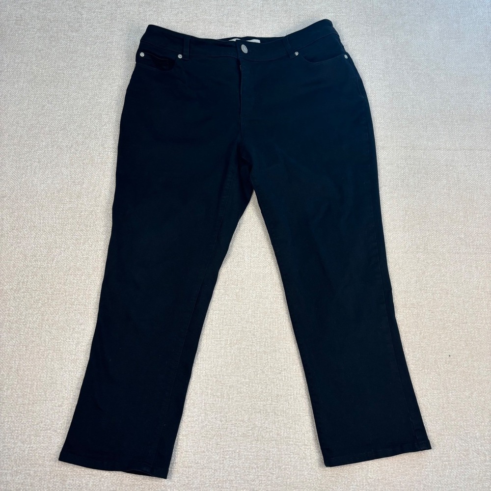 C. Est. 1946 Denim Womens Size 12 Black Cropped Straight Leg Pants Stretch